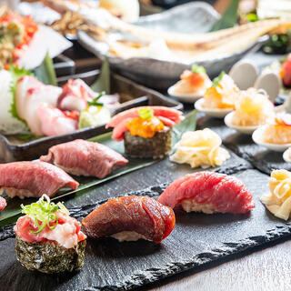 日～木曜限定！『焼鳥＆炙り肉寿司など15品食べ放題コース』3時間飲み放題付 3680円⇒2680円
