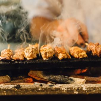 日～木曜限定！『焼鳥＆炙り肉寿司など15品食べ放題コース』3時間飲み放題付 3680円⇒2680円