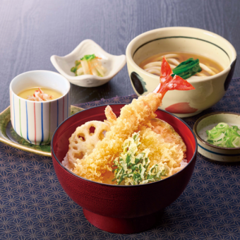 Large shrimp tempura bowl set