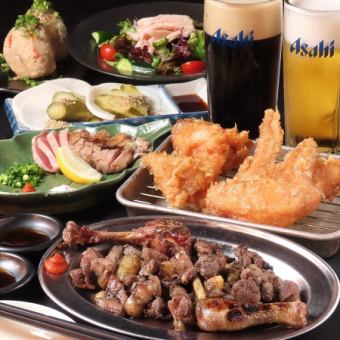 90分飲み放題付 週末限定（金・土・祝前日）『ももやコース』名物もも焼きや手羽唐含む(全6品)