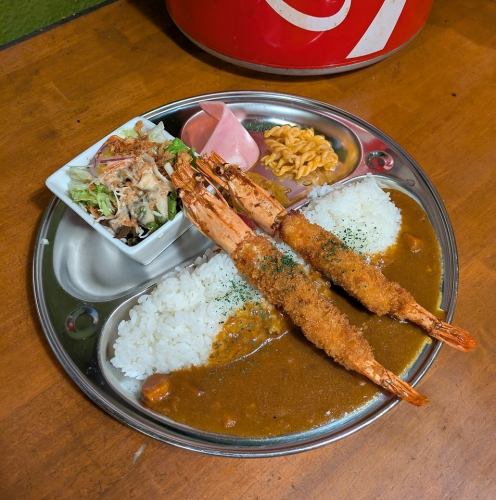 Fried shrimp curry (2 head-on shrimp)