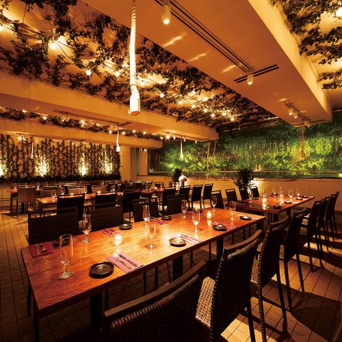 開放感抜群!全天候対応OKの快適テラス席のビアガーデン♪テーブルを繋げれば14名/16名/32名/最大60名まで対応★