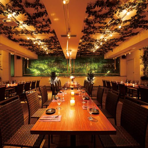 開放感抜群!全天候対応OKの快適テラス席が◎♪テーブルを繋げれば14名/16名/32名/最大60名まで対応★