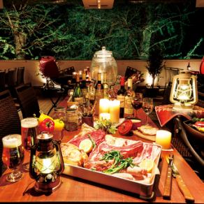 開放感抜群!全天候対応OKの快適テラスビアガーデン♪♪テーブルを繋げれば14名/16名/32名/最大60名まで対応★