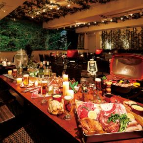 テラス個室は最大60名様まで対応!開放感抜群のプライベート空間でBBQパーティーをお愉しみくださいませ!