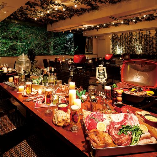 テラス個室は最大60名様まで対応!開放感抜群のプライベート空間でBBQパーティーをお愉しみくださいませ!