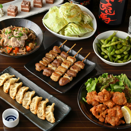 12/9迄【日~木限定!2時間飲み放題付3500円】本格焼き鳥・トリカラ+生ビー ル付飲み放題