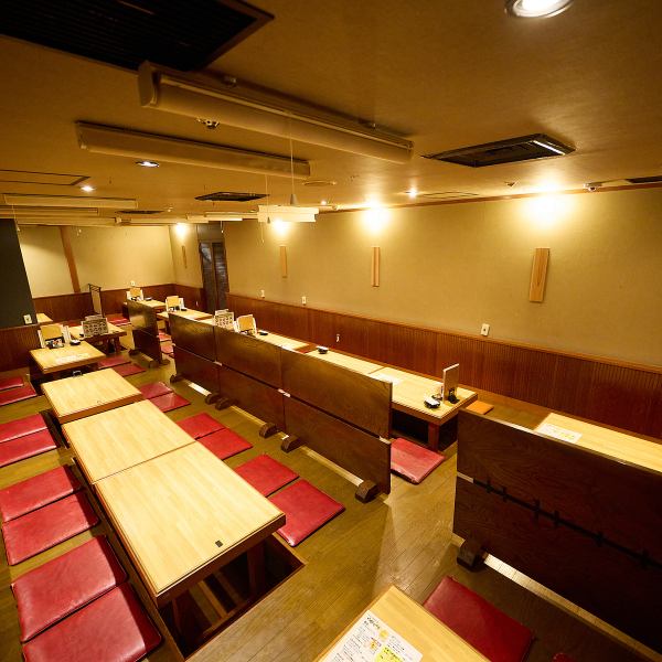 上本町駅直結の好立地！ハイハイタウンB1Fで、最大60名様の個室宴会もお楽しみいただけます。足を伸ばしてくつろげる掘りごたつ席は、様々な年代の方に好評のお席。会社・団体様の宴会や飲み会、イベントの打ち上げなどにおすすすめです！お仲間だけで大いに盛り上がっていただけますよ。幹事様のお下見もお気軽にどうぞ♪