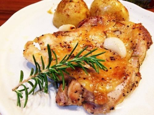 Oven-roasted domestic chicken