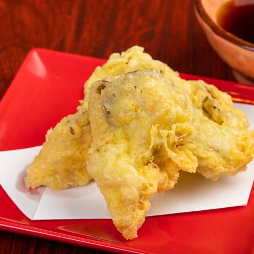 Pork roll tempura with oyster mushrooms