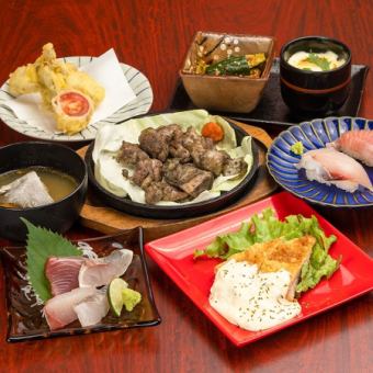 [One dish per person] Hyuga-Nada 4-item platter, charcoal-grilled pork belly, and chicken nanban course + 2 hours all-you-can-drink for 4,000 yen (all prices apply)
