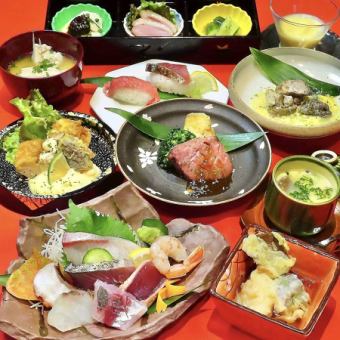 A safe welcome/farewell party with one dish per person! A platter of local fish from the Hyuga Sea, Miyazaki beef, local chicken, and chicken nanban, plus draft beer for 2 hours of all-you-can-drink for 6,000 yen