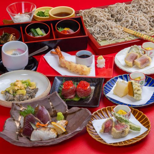 [For welcoming and farewell parties] A safe, one-dish course packed with our signature sushi, straw-grilled dishes, tempura, and Nihachi soba noodles