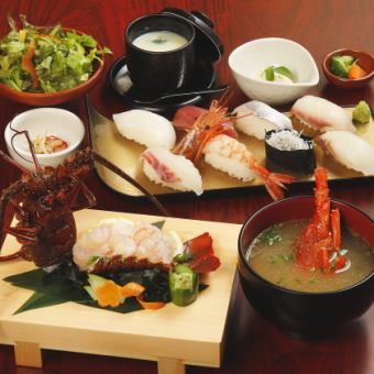 【伊勢海老漁解禁！】伊勢海老姿造りと寿司御膳　伊勢海老280g