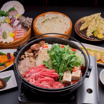【お料理のみ】海鮮料理＆黒毛和牛のすき焼き！肉も魚も楽しめる『宴会プラン』4,000円