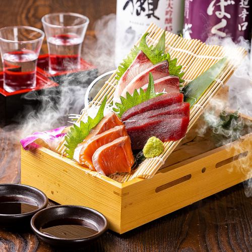Tamatebako ~Assortment of three fresh fish sashimi~