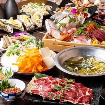 【10人以上×僅限午餐】包括融化的鰤魚火鍋和兵庫縣產蒸牡蠣在內的2小時無限暢飲“精選套餐”