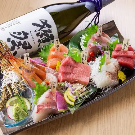 【雅コース】厚切り鮮魚・海老・旬菜を味わうプラン!生・角・日本酒2時間飲み放題付〈全8品〉