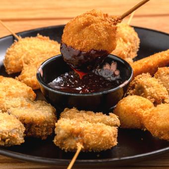 【串揚げ堪能コース】当店自慢の串揚げとお刺身を堪能できる！2.5時間飲み放題全8品4500円