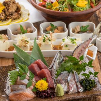 【蔵之助コース】お刺身三種盛りや豪快!!肉料理の選べるメイン付き！2.5時間飲み放題9品4000円
