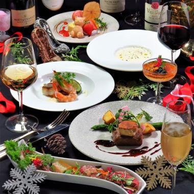 《2025Xmas》乾杯スパ付♪本日鮮魚のアクアパッツァ、和牛ランプのロティ6品■18,000円12/24・25