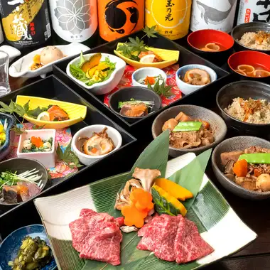 [Lunch/Daytime Banquet] 8-course "Katsura Course" including grilled domestic beef short ribs, sashimi, and simmered dishes, with 2 hours of all-you-can-drink for 7000 yen.