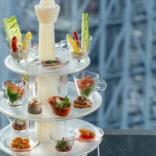 【TOP LUNCH】サラダ、アミューズタワー、メイン1種 ※デザートカフェ無