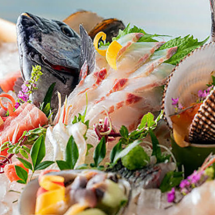 【極上コース】平日3H週末2H飲み放題付 豪華屋形舟の刺身6種盛り,牛しゃぶ等全9品 8000円(税込)