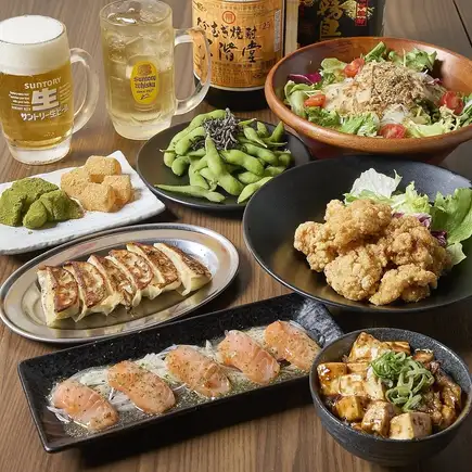 【平日3H】生ビール付×唐揚げ&餃子食べ飲放題「酔いどれ屋餃子コース」※金土祝前2h,週末料550
