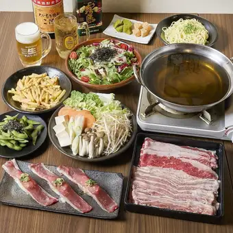 [Weekdays 3H] All-you-can-drink draft beer x 7 dishes including meat sushi "Rich Meat Banquet Course" *2H on Fridays, Saturdays, and the day before holidays, weekend surcharge 550 yen