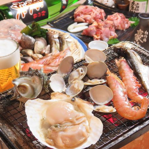 【All-you-can-drink 90 minutes】 Charcoal grilled fresh seafood! Classic course ⇒ 3980 yen (excluding tax) ★