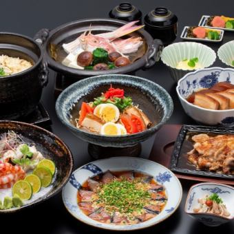 「喝彩（かっさい）コース」牛レモンステーキ、選べる煮物、鯛めしなど　全10品