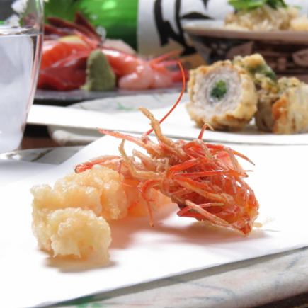 [Includes 2 hours of all-you-can-drink] Omakase course with 6 types of tempura + grilled dishes ◆ Total 6 dishes 6,500 yen (tax included)