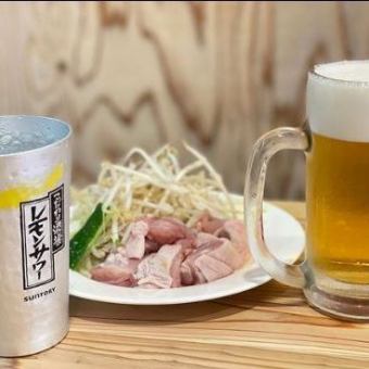 [快速喝一杯♪] 1种肉类和2种饮料1,000日元（含税）