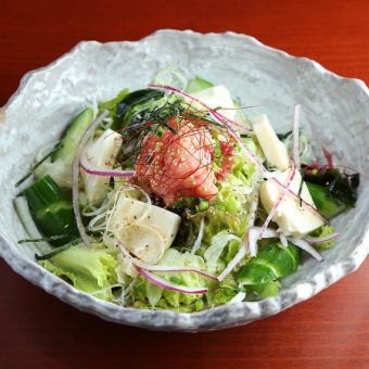 Choregi salad with lots of ingredients