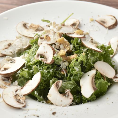 Caesar salad with kale and Hasegawa farm mushrooms
