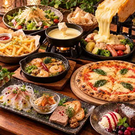 【Raclette Cheese ☆ 3-Hour Course ☆】 All-you-can-drink included - 5480 yen ☆ Enjoy popular raclette cheese ♪