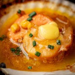 Scallops with butter and soy sauce