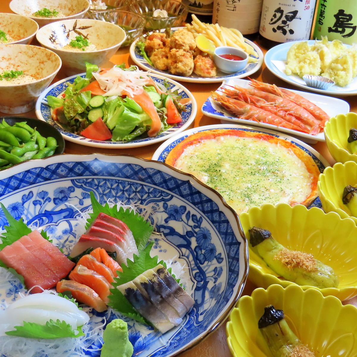 Directly from Tsukiji! Fresh fresh fish and Asahi Oyama chicken are in stock every day! An underground hideaway-style shop that can be used by a large number of people.