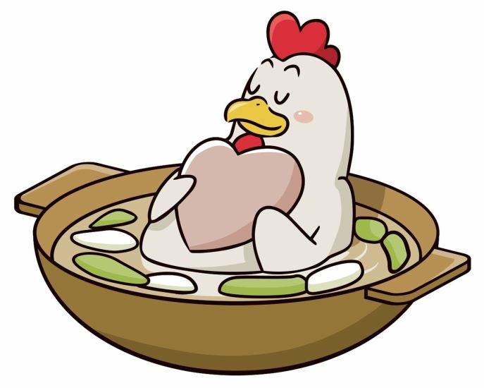닭 한마리 식당 캐릭터입니다.하트 감자를 품고있는 모습이 사랑 스럽다!