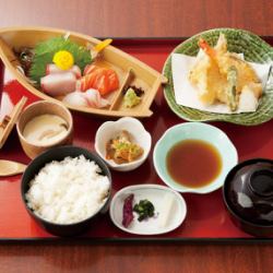 [阿も珍名物]天ぷら刺身定食