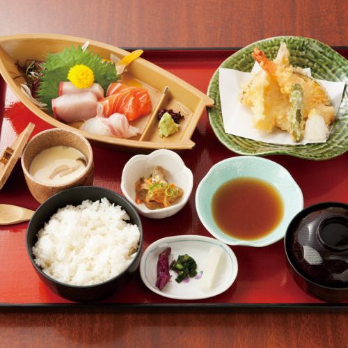 [阿も珍名物]天ぷら刺身定食