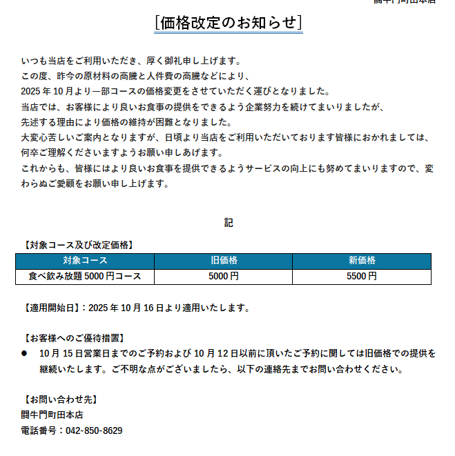 闘牛門 町田本店
