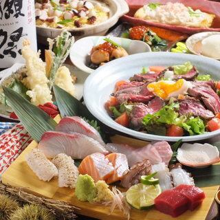 【定番宴会コース】お造り5種盛り合わせ、鶏とサワラの竜田揚げなど＜全7品＞3700円(税込)