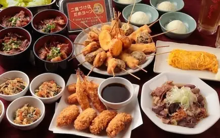 【Summer Heat Relief Fun Plan!!】8 dishes including 5 skewers of deep-fried food ◆ 2-hour all-you-can-drink included for 3,980 yen