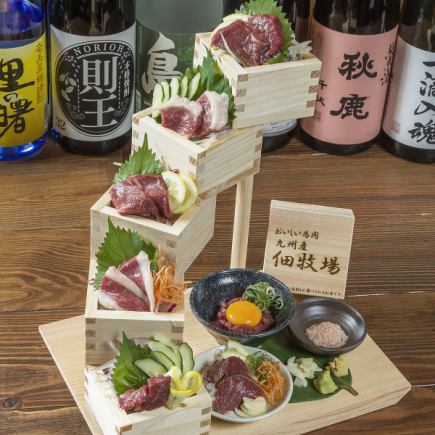 純国産馬刺し【馬宴】コース全17品 飲み放題付き