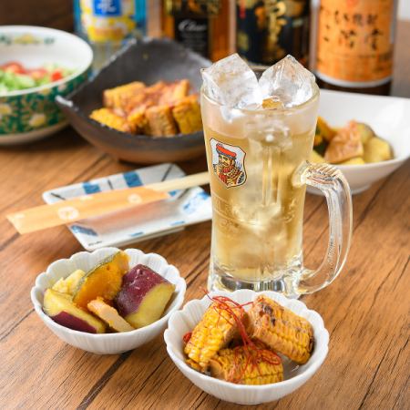 [If you want to enjoy casually, try this!] Sunny Set (1,100 yen including tax) ♪ A set of two side dishes and a drink!