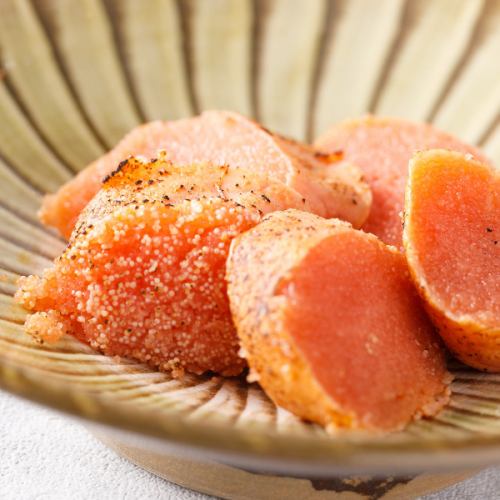 Broiled marinated cod roe