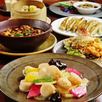 【10月～カジュアルディナー】点心や餃子、人気の麻婆豆腐等2時間半プレミアム飲み放題付 全7品