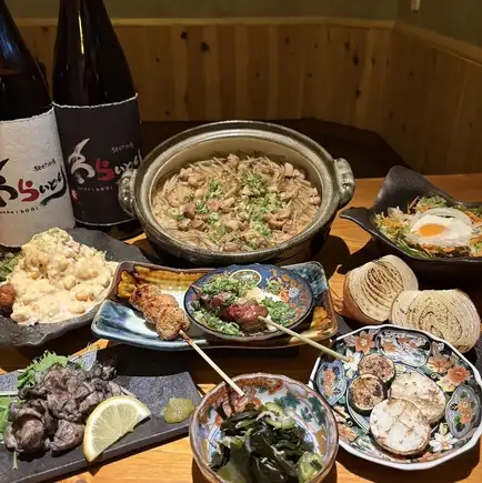 Reservations required by the day before: ≪Warai-dori Specialty Feast Course≫ with 2 hours of all-you-can-drink [5000 yen]